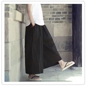 Osonian wide leg skirt style linen cotton pants free size yoga pants black